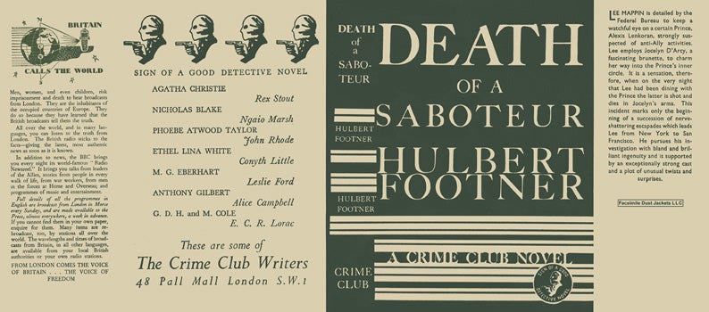 Item #29673 Death of a Saboteur. Hulbert Footner