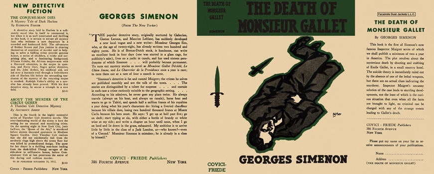 Item #2971 Death of Monsieur Gallet, The. Georges Simenon