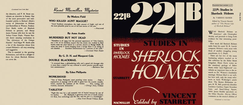Item #3019 221B: Studies in Sherlock Holmes. Vincent Starrett