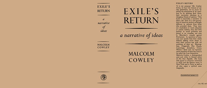 Item #30245 Exile's Return, A Narrative of Ideas. Malcolm Cowley