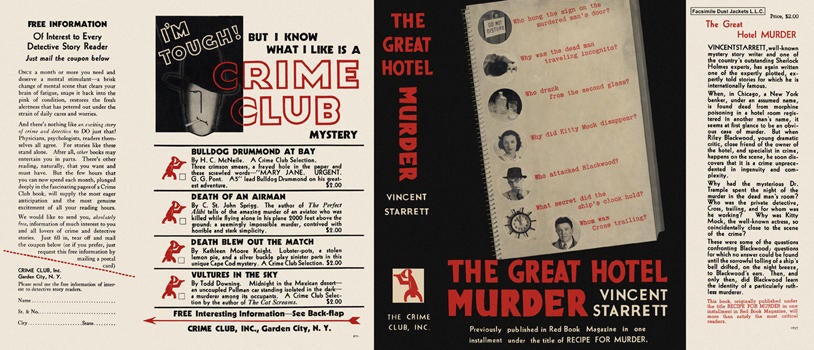 Item #3027 Great Hotel Murder, The. Vincent Starrett
