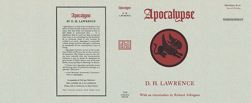 Item #30919 Apocalypse. D. H. Lawrence