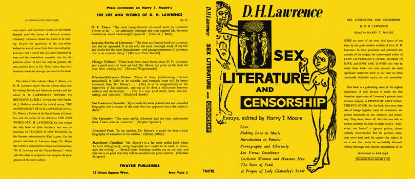 Item #30928 Sex, Literature, and Censorship. D. H. Lawrence