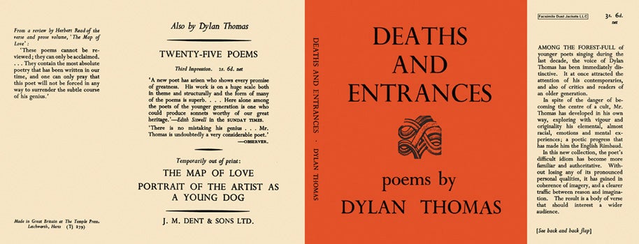 Item #30948 Deaths and Entrances. Dylan Thomas.