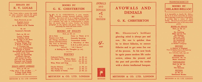 Item #30960 Avowals and Denials. G. K. Chesterton