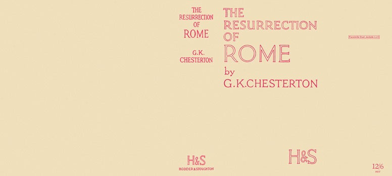 Item #30965 Resurrection of Rome. G. K. Chesterton