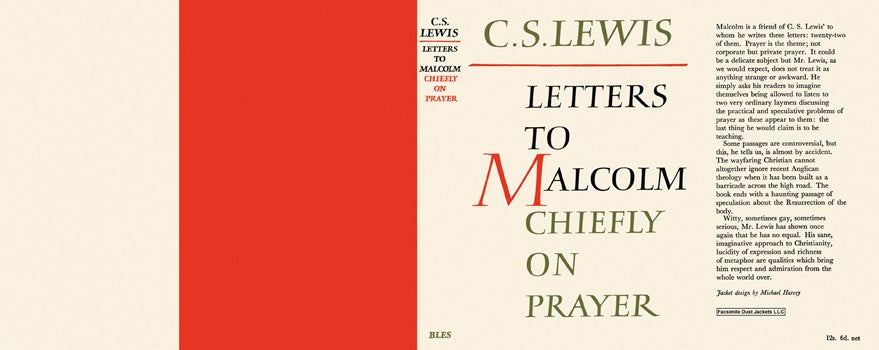 Item #30980 Letters to Malcolm, Chiefly on Prayer. C. S. Lewis