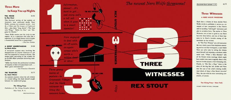 Item #3100 Three Witnesses. Rex Stout.