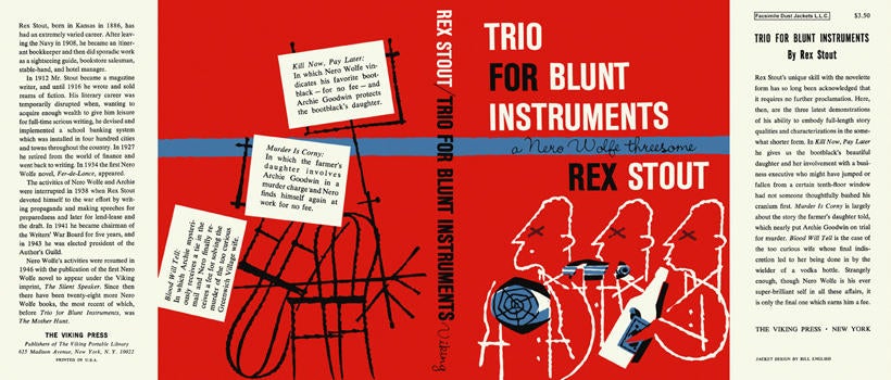 Item #3106 Trio for Blunt Instruments. Rex Stout