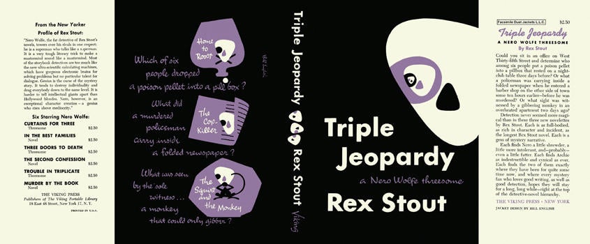 Item #3107 Triple Jeopardy. Rex Stout.