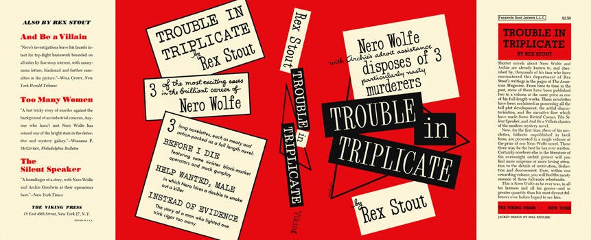 Item #3108 Trouble in Triplicate. Rex Stout