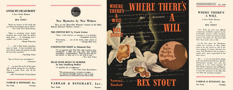 Item #3109 Where There's a Will. Rex Stout