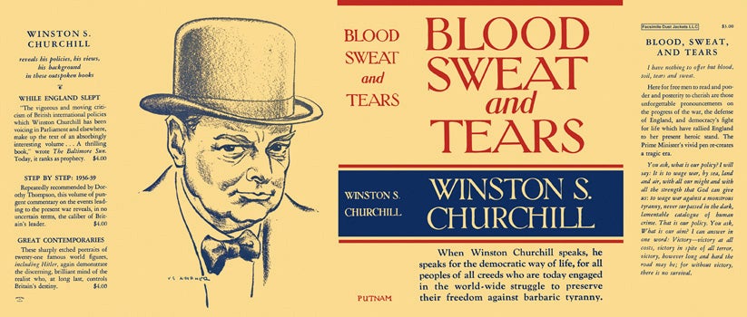 Item #31620 Blood, Sweat, and Tears. Winston S. Churchill.