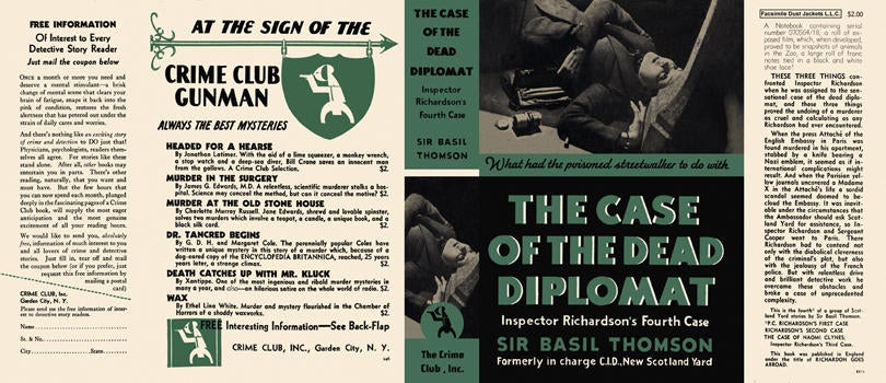 Item #3179 Case of the Dead Diplomat: Inspector Richardson's Fourth Case, The. Sir Basil Thomson