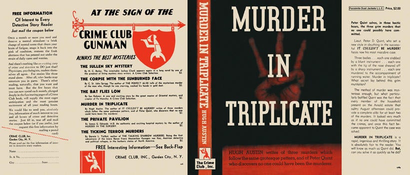 Item #32054 Murder in Triplicate. Hugh Austin
