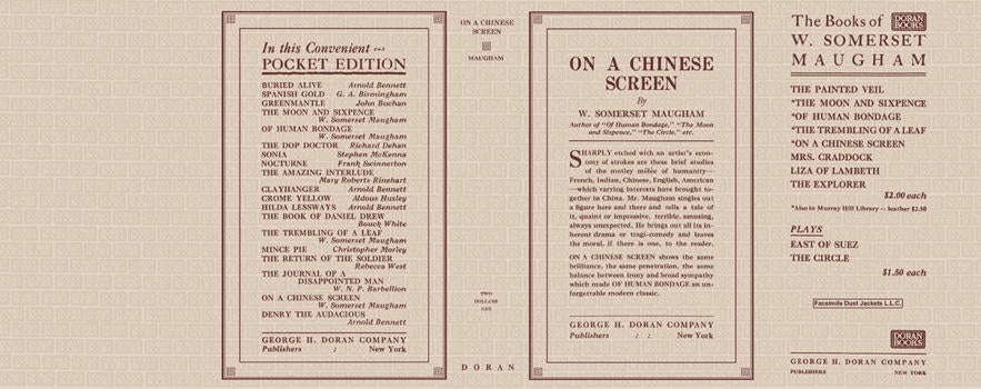 Item #32257 On a Chinese Screen. W. Somerset Maugham.