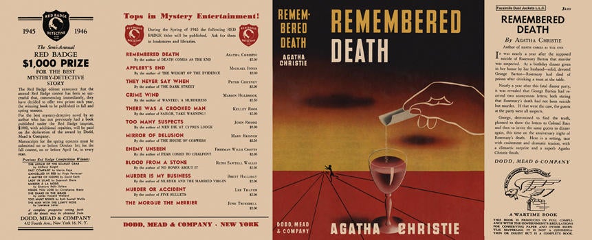 Item #32457 Remembered Death. Agatha Christie