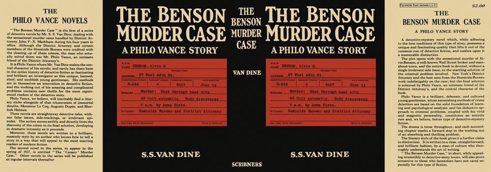 Item #3257 Benson Murder Case, The. S. S. Van Dine.