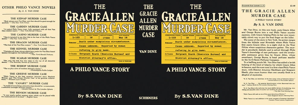 Item #3264 Gracie Allen Murder Case, The. S. S. Van Dine