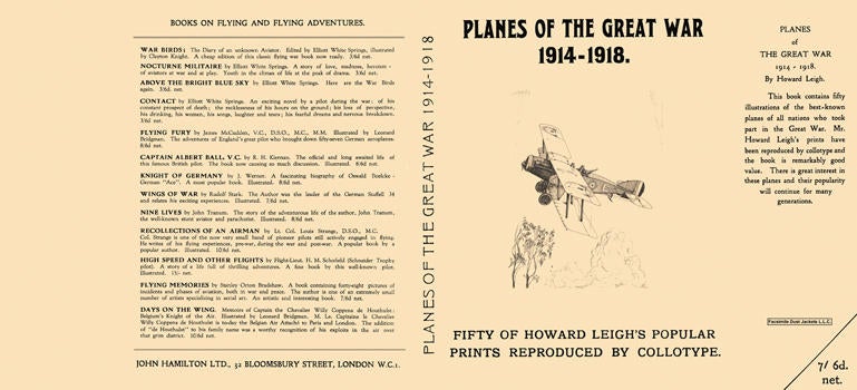 Item #32724 Planes of the Great War, 1914-1918. Howard Leigh