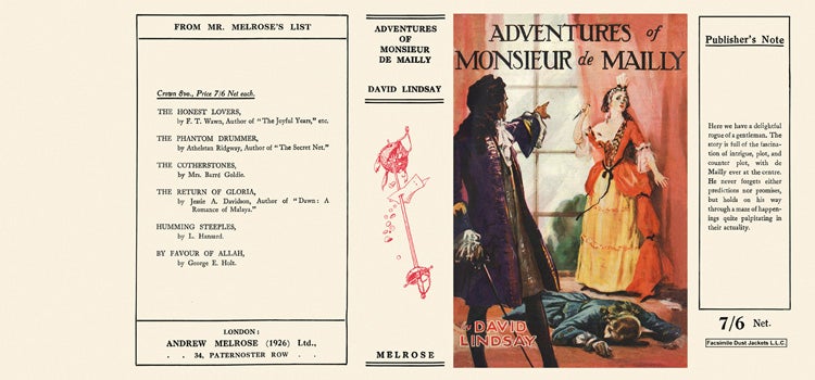 Item #32725 Adventures of Monsieur de Mailly. David Lindsay