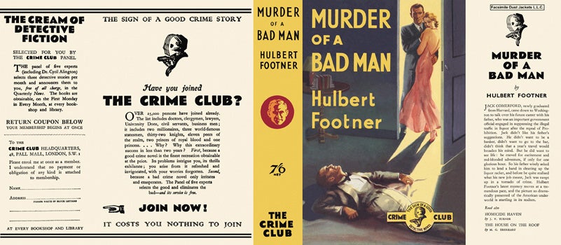 Item #34059 Murder of a Bad Man. Hulbert Footner.