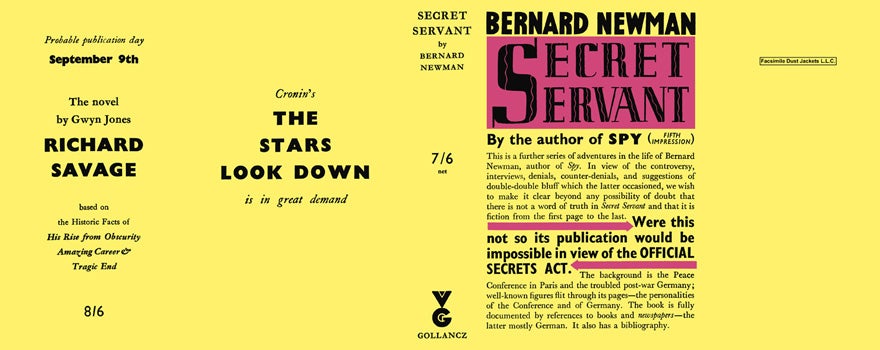Item #34105 Secret Servant. Bernard Newman.