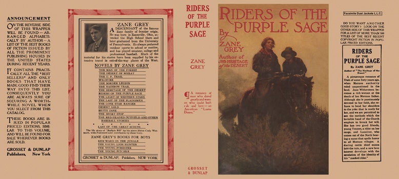 Item #34413 Riders of the Purple Sage. Zane Grey.