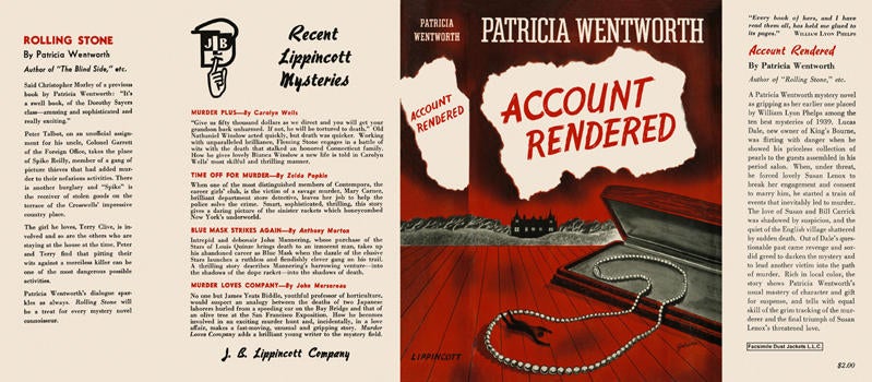 Item #3452 Account Rendered. Patricia Wentworth