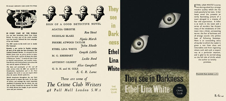 Item #3514 They See in Darkness. Ethel Lina White.