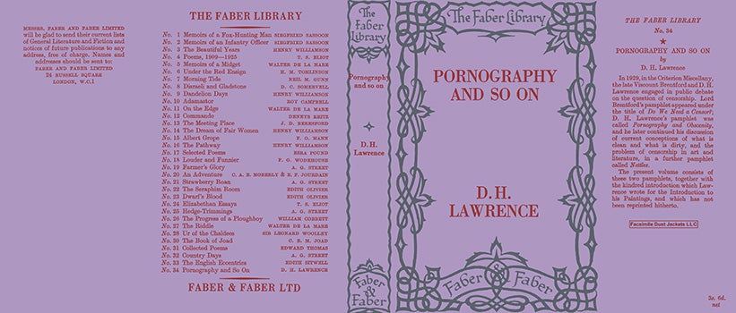 Item #35396 Pornography and So On. D. H. Lawrence