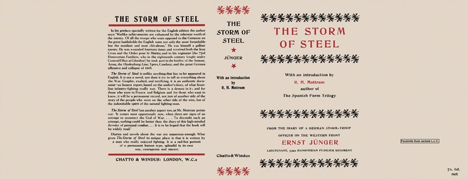 Item #35663 Storm of Steel, The. Ernst Junger
