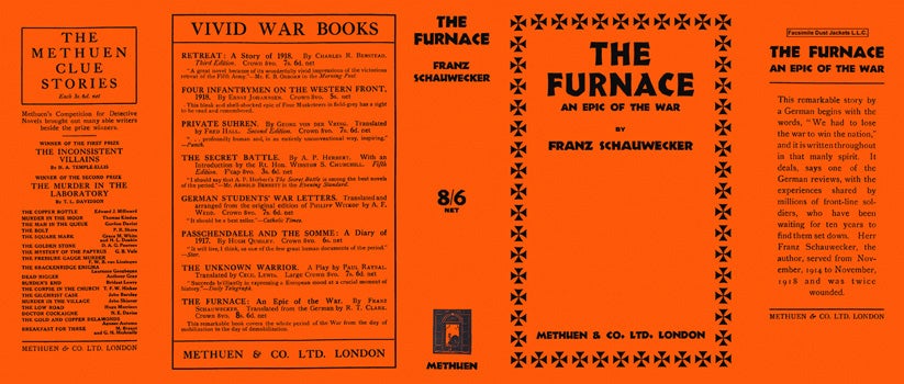 Item #35997 Furnace, An Epic of the War, The. Franz Schauwecker.