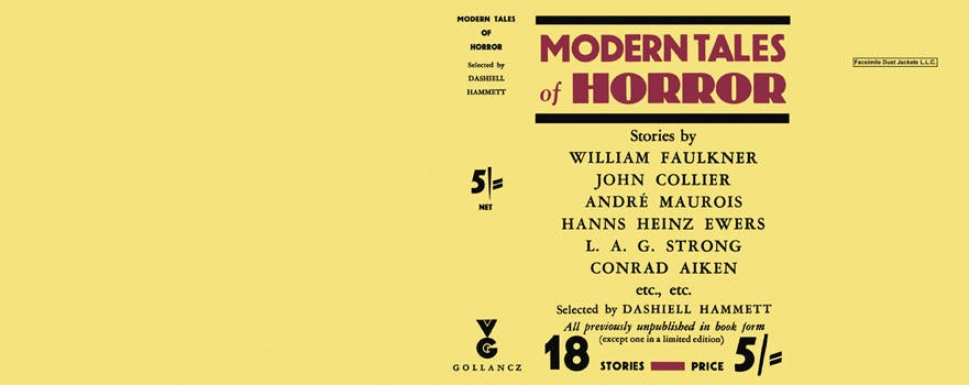 Item #3633 Modern Tales of Horror. Dashiell Hammett, Anthology.