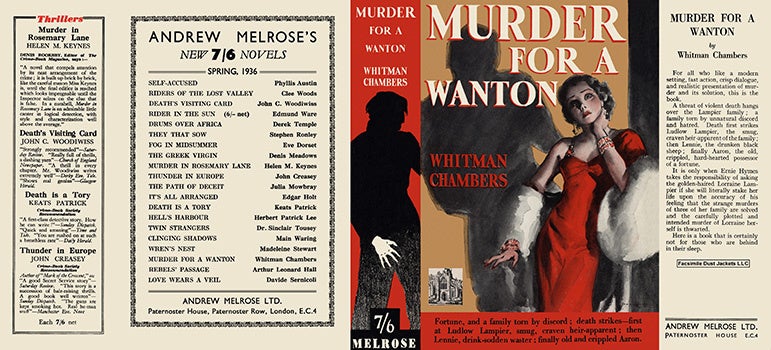 Item #36843 Murder for a Wanton. Whitman Chambers