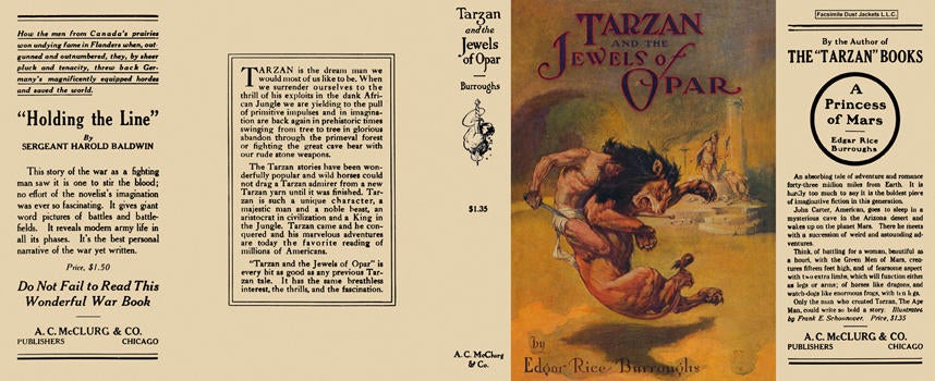 Item #3786 Tarzan and the Jewels of Opar. Edgar Rice Burroughs