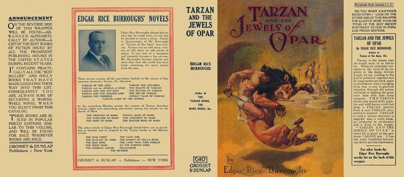 Item #3788 Tarzan and the Jewels of Opar. Edgar Rice Burroughs.