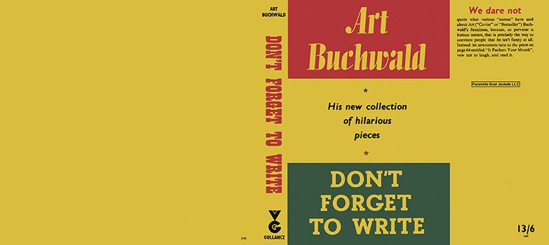 Item #38291 Don't Forget to Write. Art Buchwald