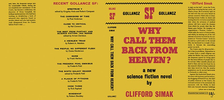 Item #38384 Why Call Them Back from Heaven? Clifford D. Simak