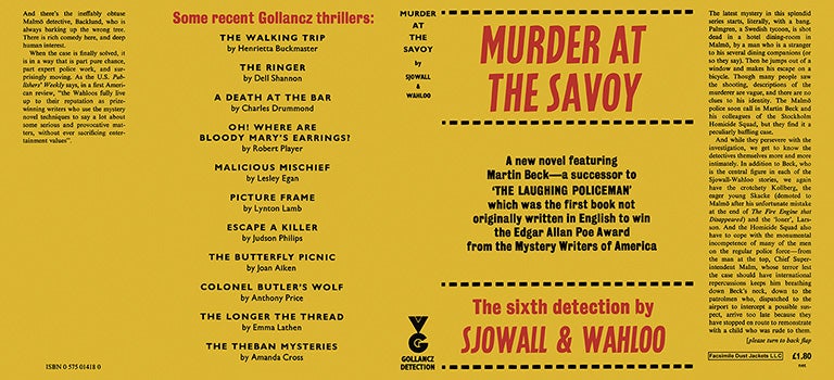 Item #38390 Murder at the Savoy. Maj Sjowall, Per Wahloo.