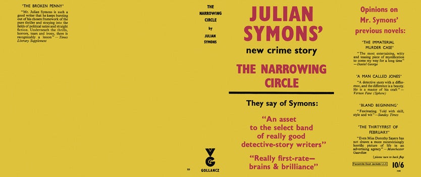 Item #38810 Narrowing Circle, The. Julian Symons