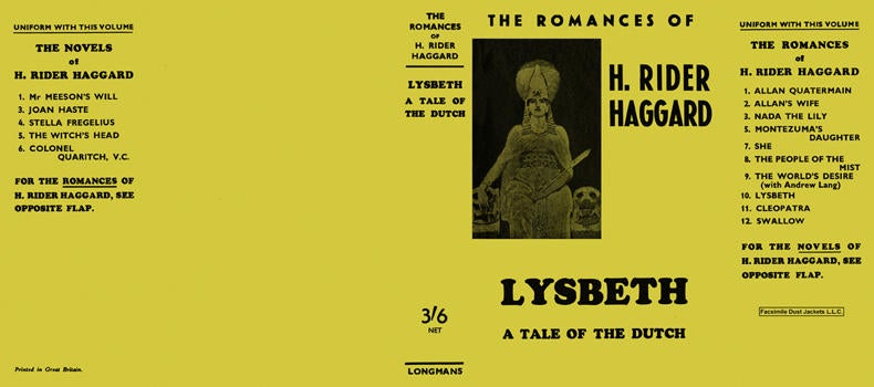 Item #3920 Lysbeth - A Tale of the Dutch. H. Rider Haggard