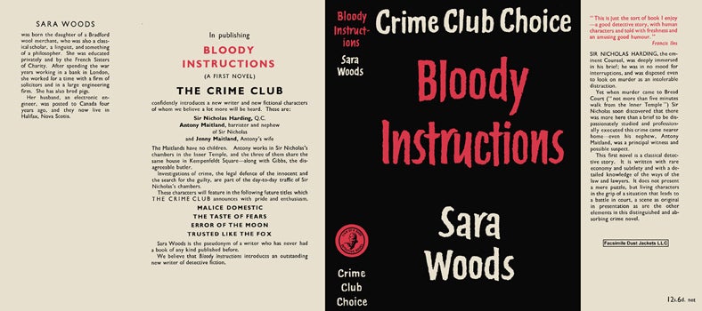 Item #39315 Bloody Instructions. Sara Woods.