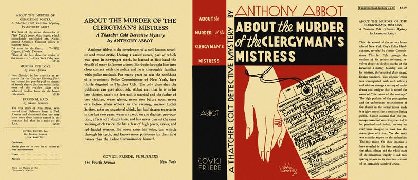 Item #4 About the Murder of the Clergyman's Mistress. Anthony Abbot.