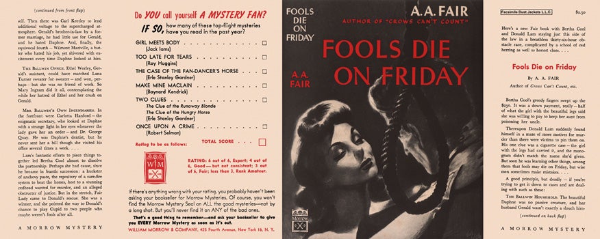 Item #40156 Fools Die on Friday. A. A. Fair