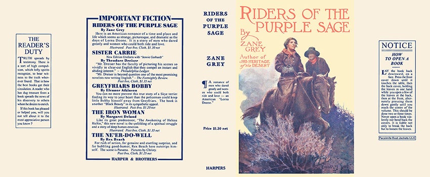 Item #40160 Riders of the Purple Sage. Zane Grey.