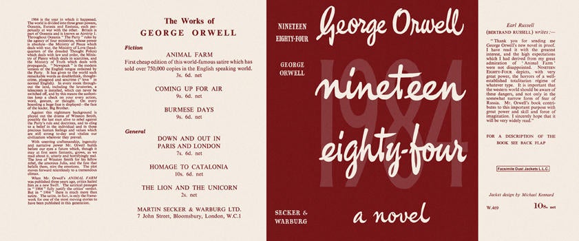Item #4084 Nineteen Eighty-Four. George Orwell.