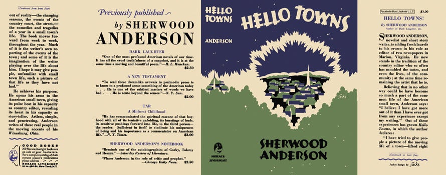 Item #4221 Hello Towns. Sherwood Anderson
