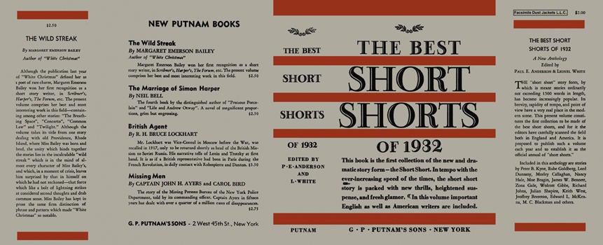 Item #4228 Best Short Shorts of 1932, The. Paul Ernest Anderson, Lionel White, Anthology