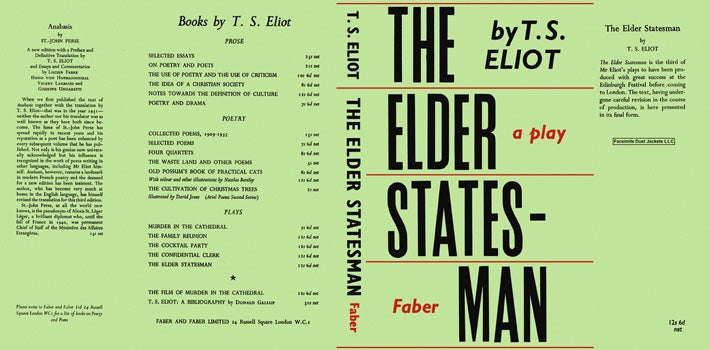 Item #42280 Elder Statesman, The. T. S. Eliot